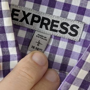 Express purple plaid button-down
